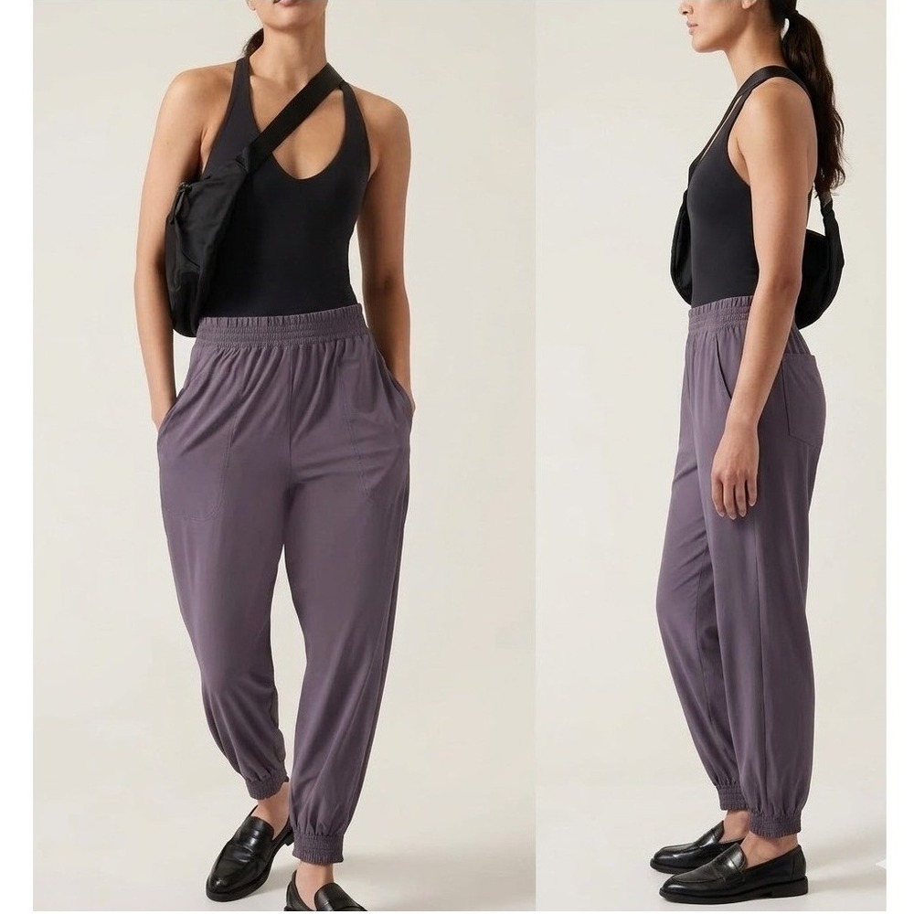 Athleta‎ Savannah Jogger Pants Dusk Violet Paperbag Waist FeatherweightStretch 2